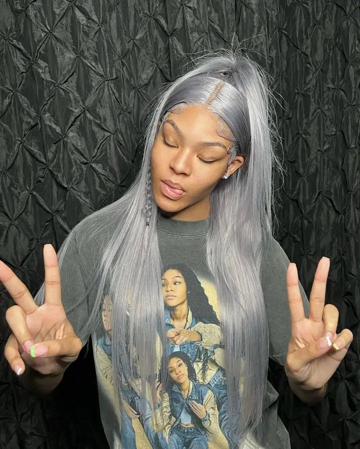 Gray Glam Mirage Glueless, Full Lace, Transparent Lace Frontal Wigs