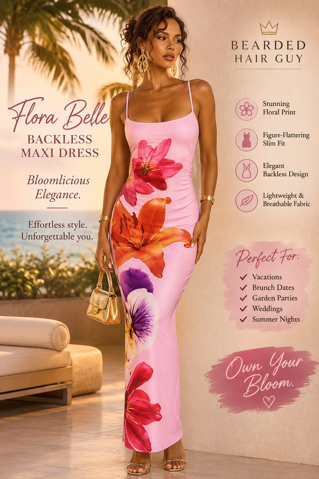 Flora Belle Backless Maxi Dress