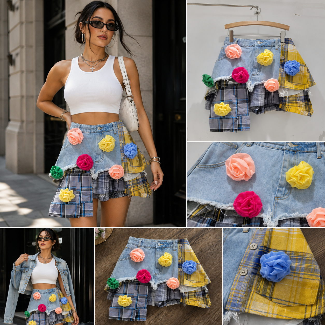Rebel Remix Patchwork Denim Mini Skirt