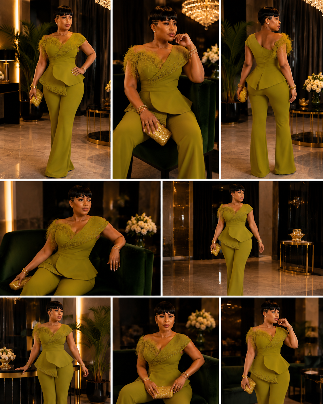 Ruby Royale Feather Jumpsuit