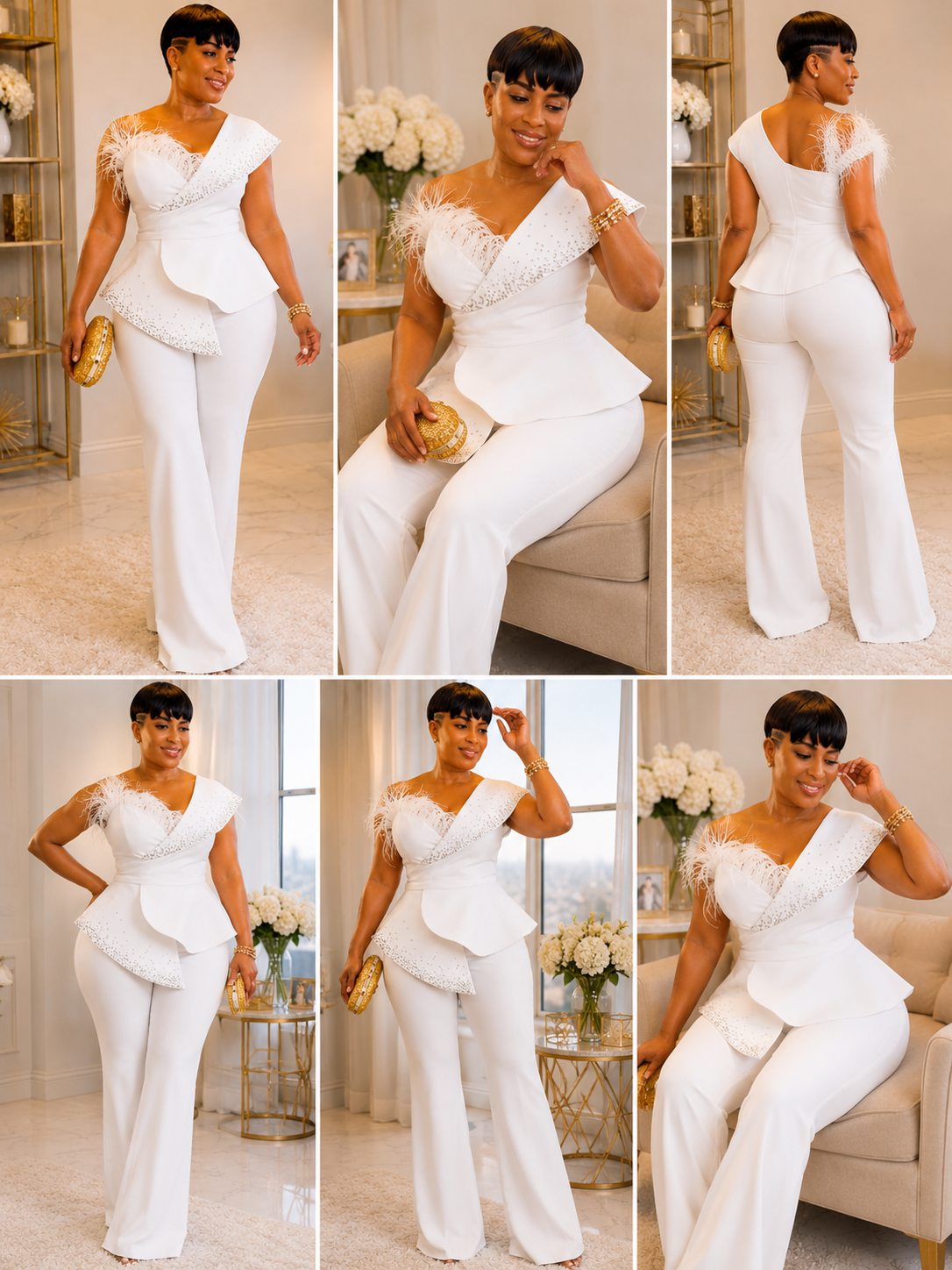 Ruby Royale Feather Jumpsuit