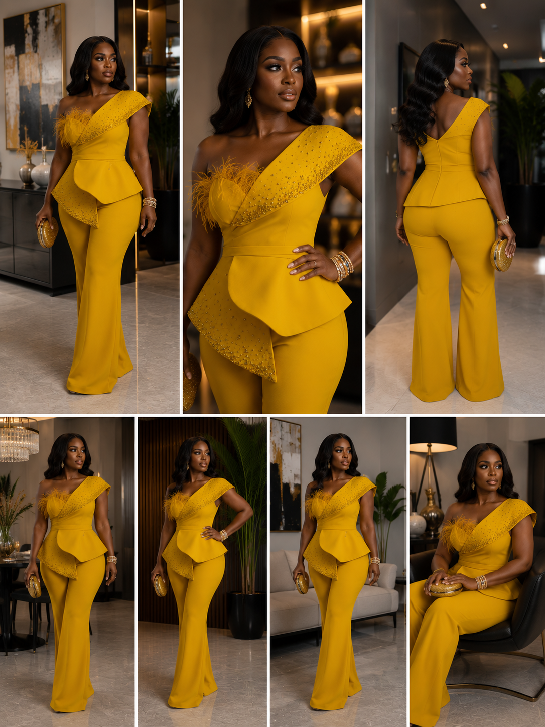 Ruby Royale Feather Jumpsuit