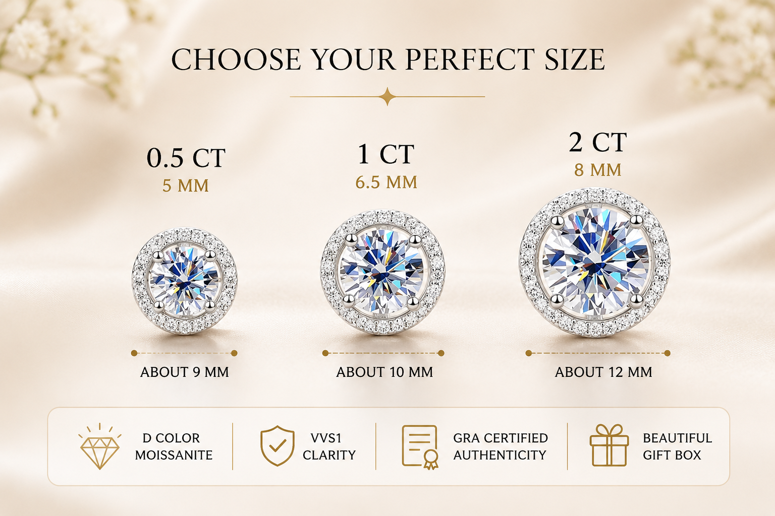 Stardust Halo Moissanite Studs