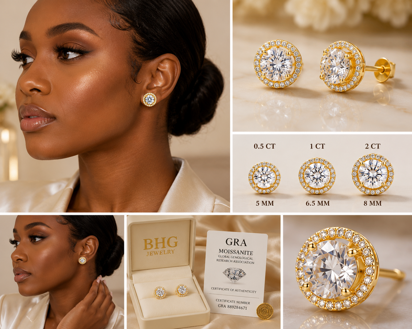 Stardust Halo Moissanite Studs