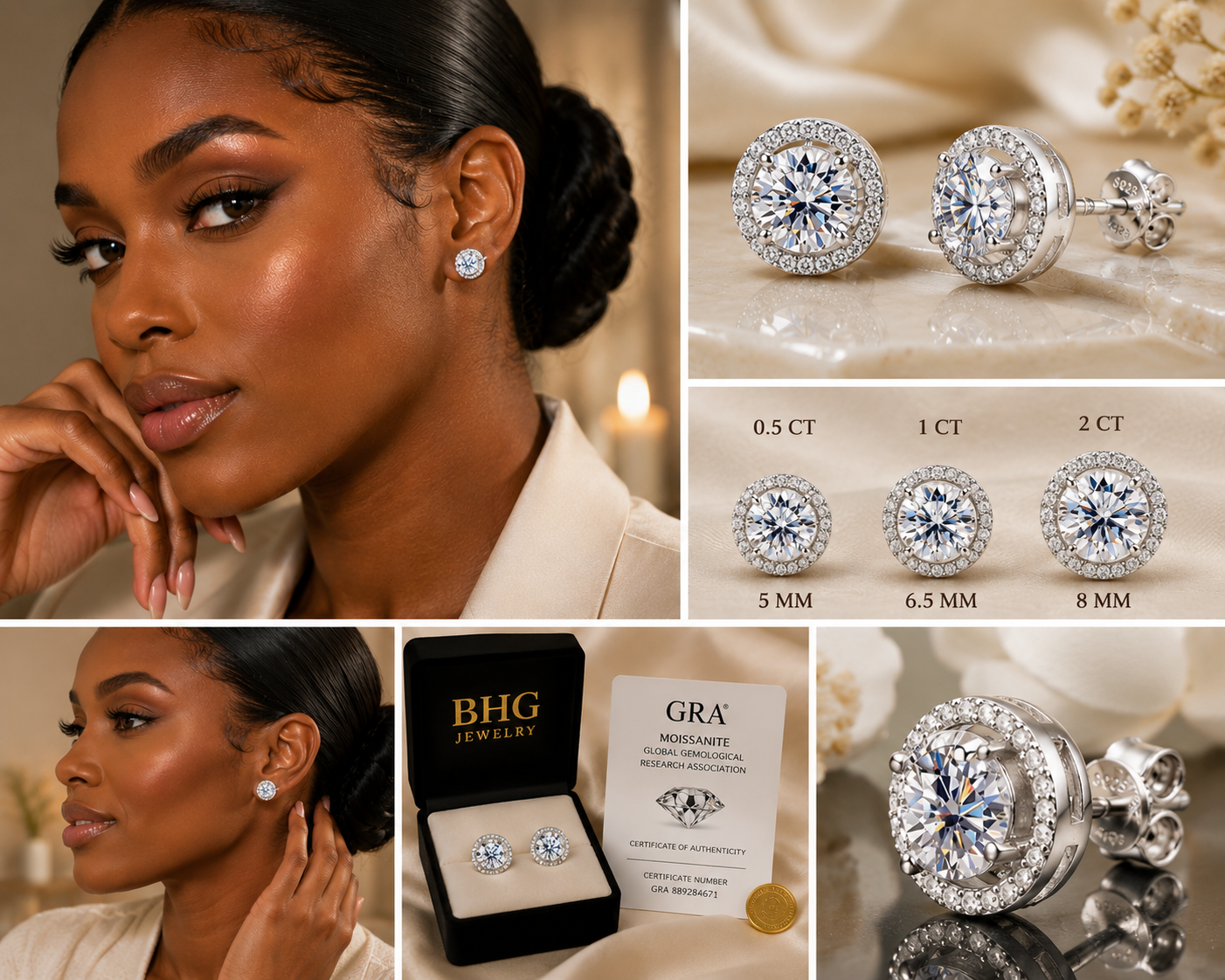 Stardust Halo Moissanite Studs