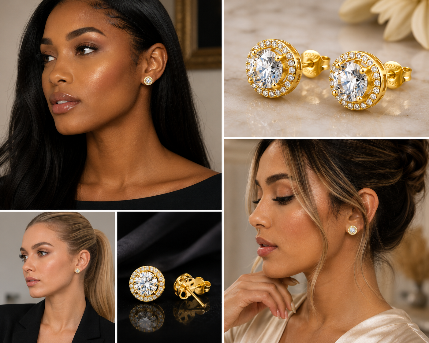 Stardust Halo Moissanite Studs