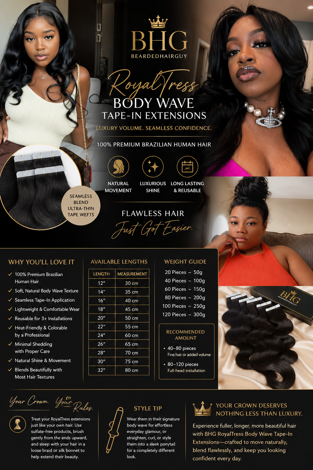 BHG RoyalTress Body Wave Tape-In Extensions