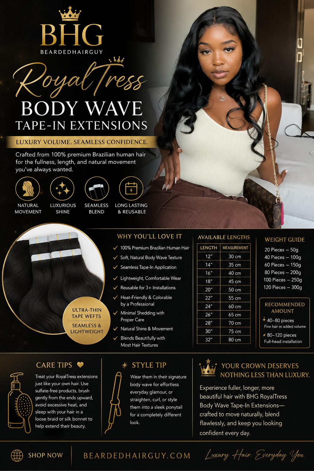 BHG RoyalTress Body Wave Tape-In Extensions