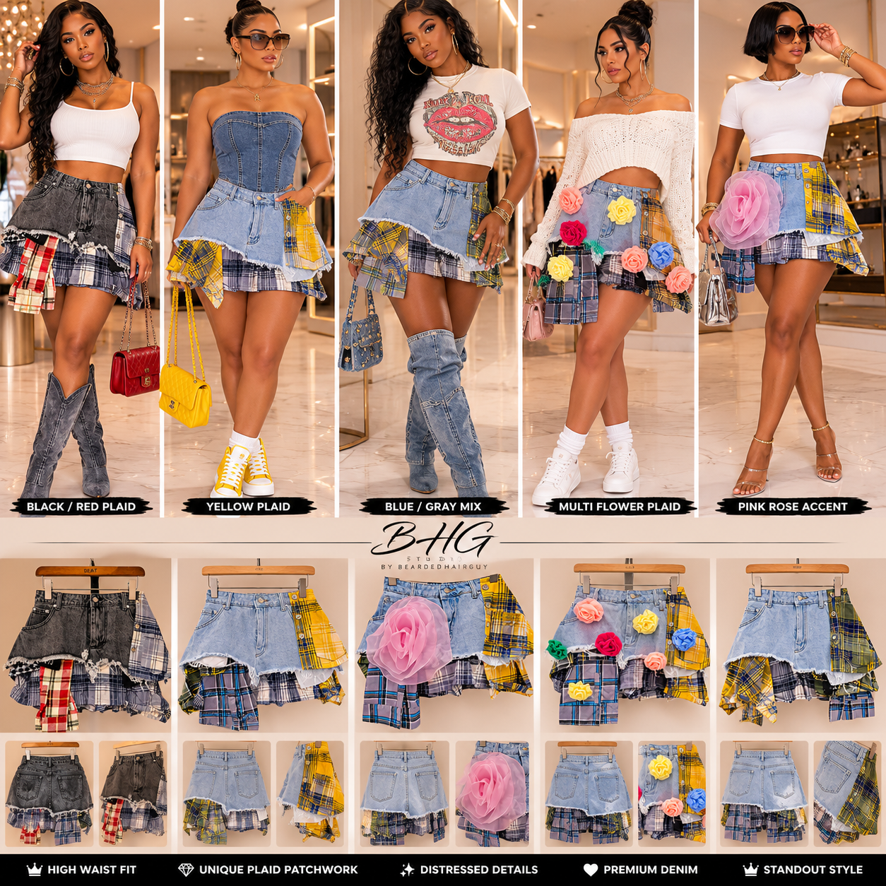 Rebel Remix Patchwork Denim Mini Skirt