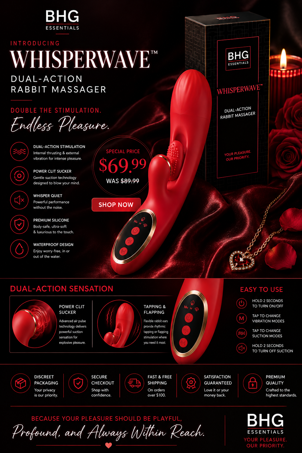 BHG WhisperWave Dual-Action Rabbit Massager