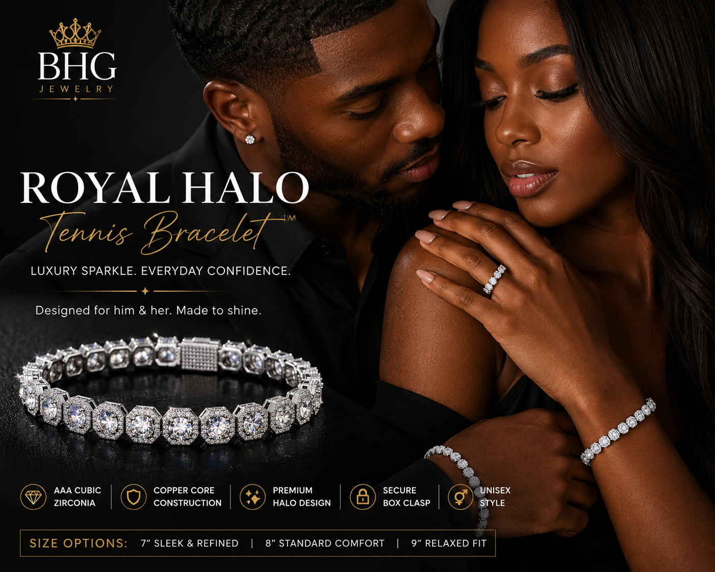 Royal Halo Iced Tennis Bracelet