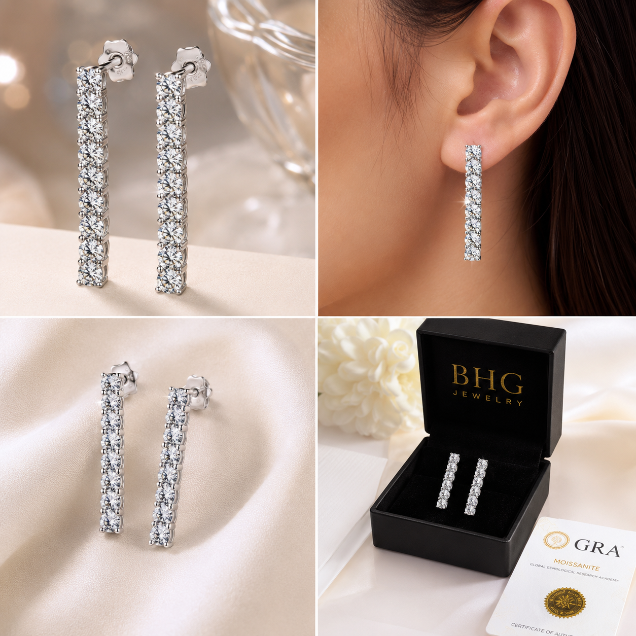 Celestielle Halo Drop Earrings – by BHG Jewelry