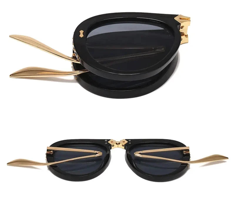 FlexNFlick RetroGem Shades – Foldable UV400 Vintage Sunglasses