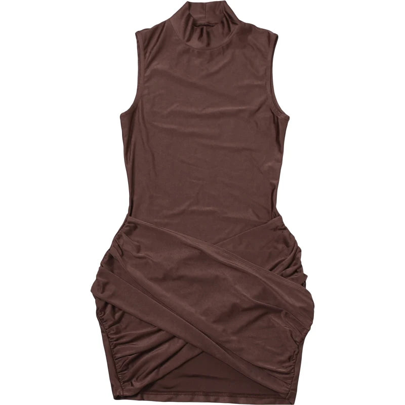 Brown sleeveless dress on a white background