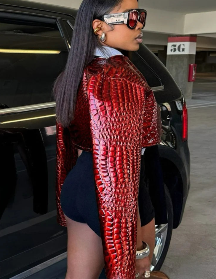 Viper Vogue Crop: Elite Faux Leather Jacket
