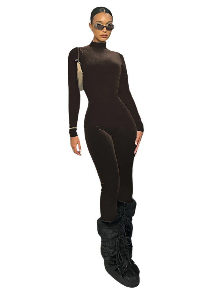 Velvet Vibe Zip - The Y2K Chic Street Strut Jumpsuit