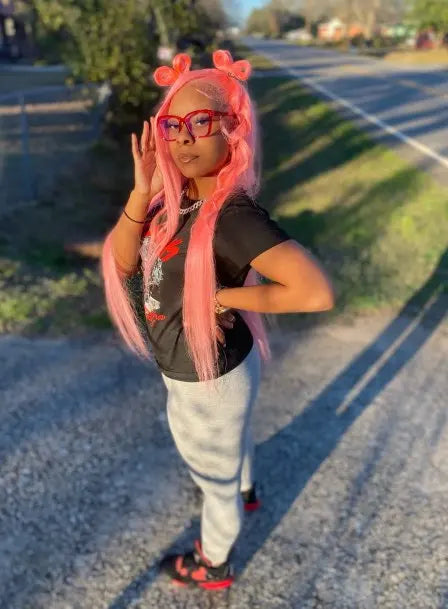 Pretty in Pink Prowess: The Flamingo Flick Power Wig