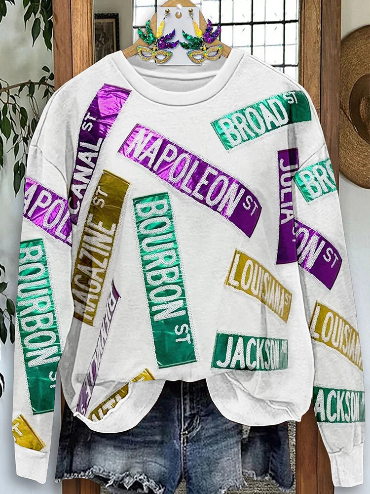 Bourbon Bling Sweatshirt: Mardi Gras Edition 🎭