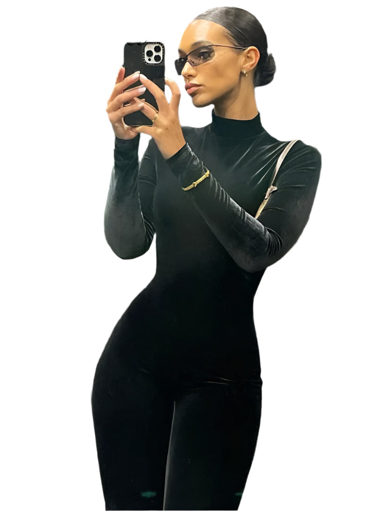 Velvet Vibe Zip - The Y2K Chic Street Strut Jumpsuit