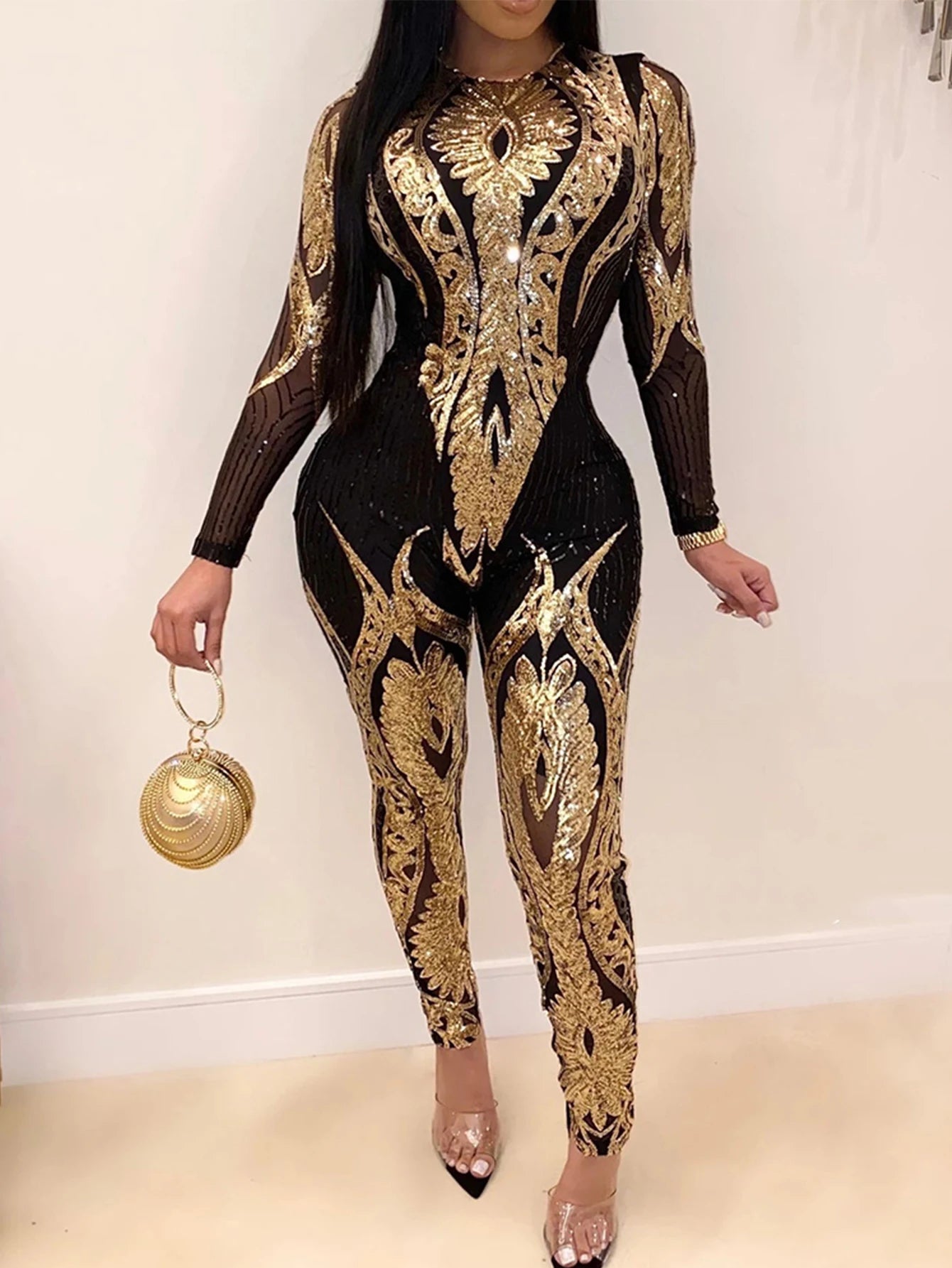 Glitz Gala: Sequin Siren Bodycon Jumpsuit