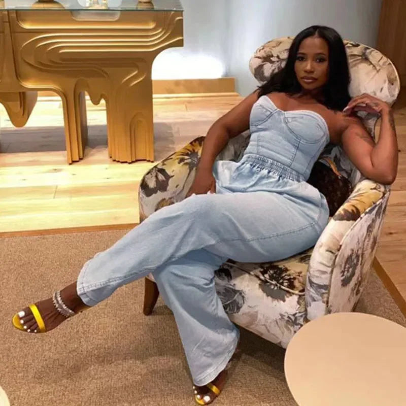 Denim Dream Duo: Retro Chic Vest & Wide-Leg Wonder Set