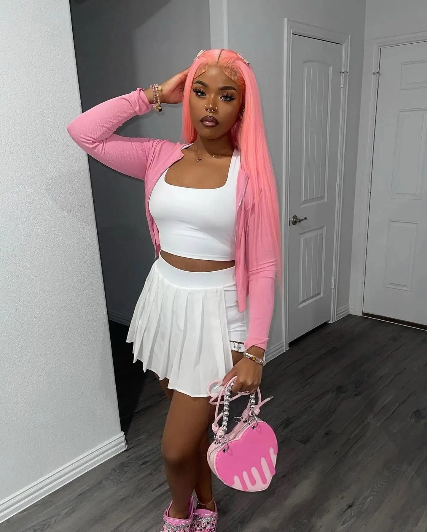 Pretty in Pink Prowess: The Flamingo Flick Power Wig