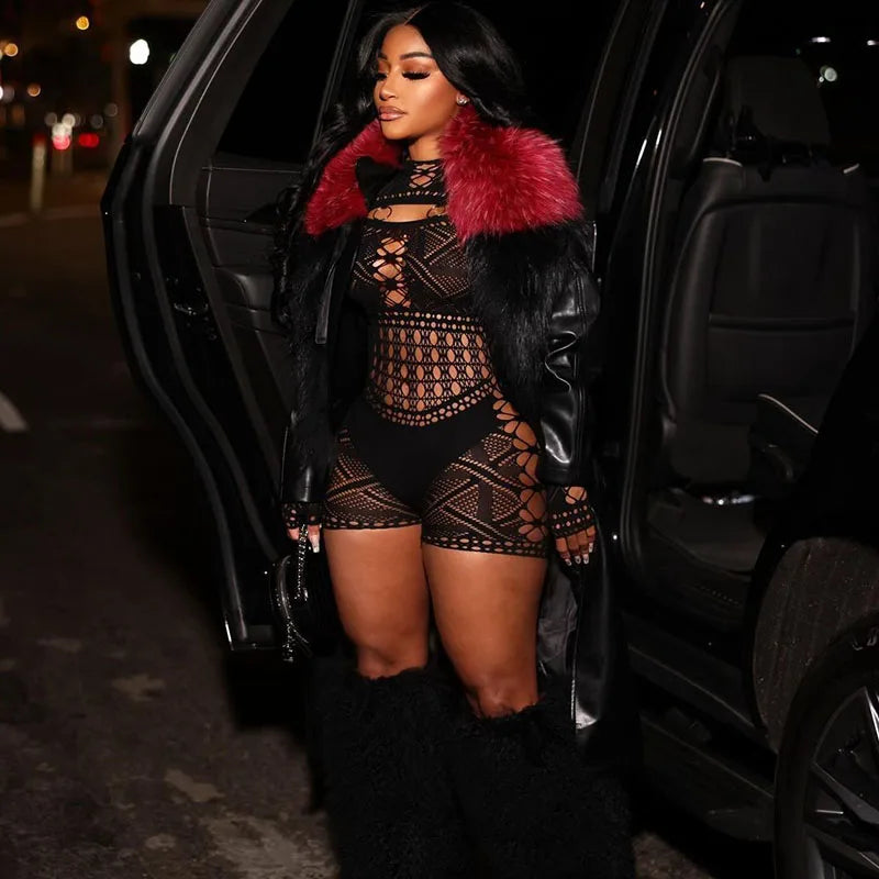 Sheer Charisma Peek-a-Boo Playsuit