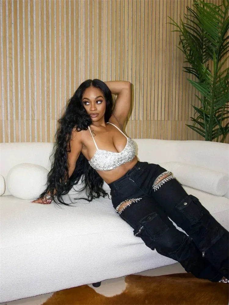 GlimmerRush Mid-Waist Jeans