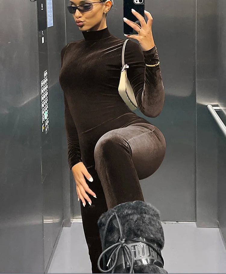 Velvet Vibe Zip - The Y2K Chic Street Strut Jumpsuit