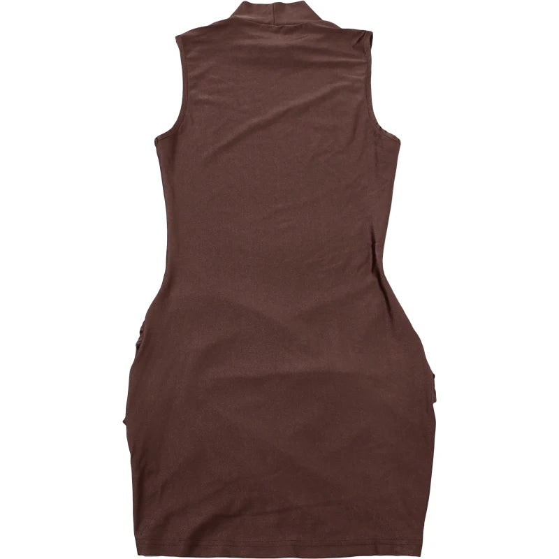 Brown sleeveless dress on a white background