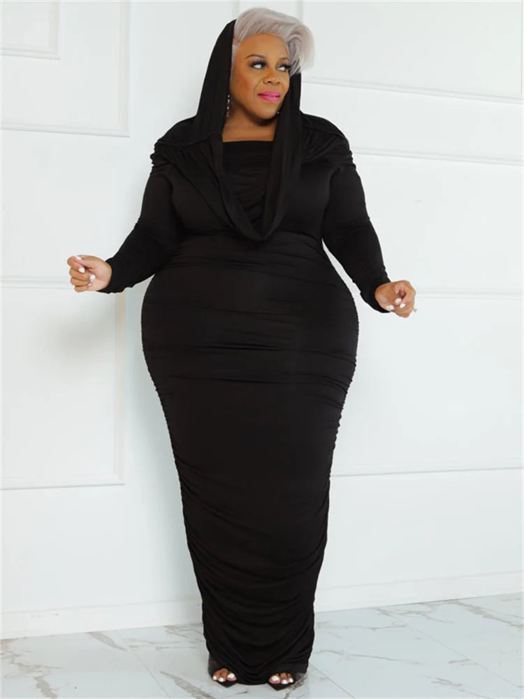 Curve Couture: Sovereign Silhouette Stretch Maxi Marvel Dress