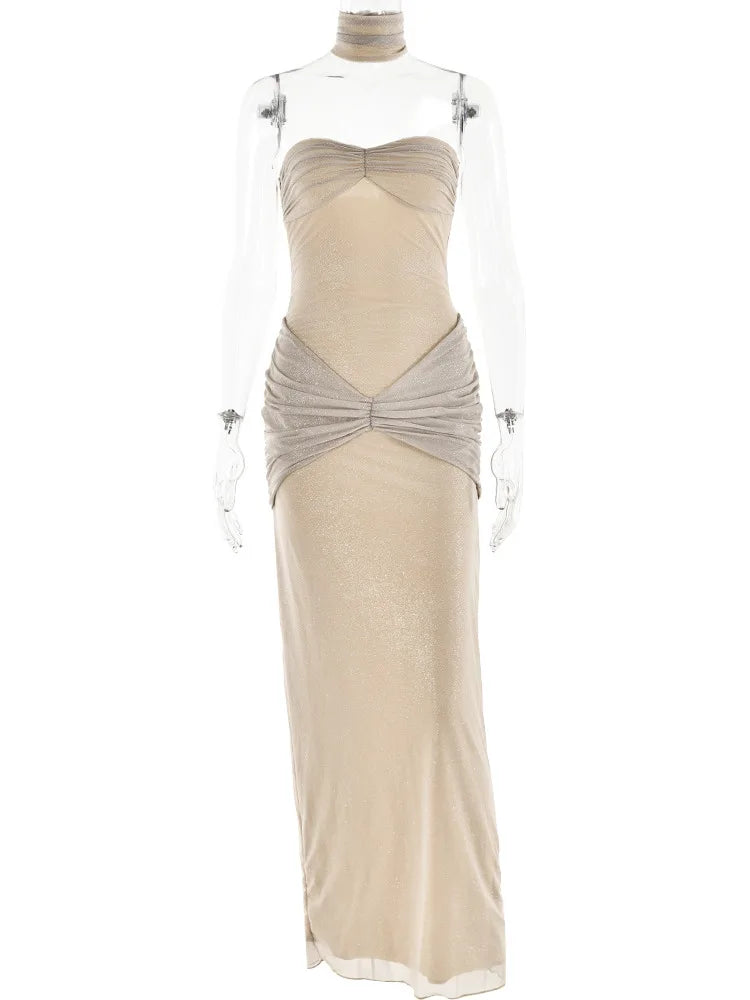 Silk Whispers: Sway & Sashay Backless Charm Maxi