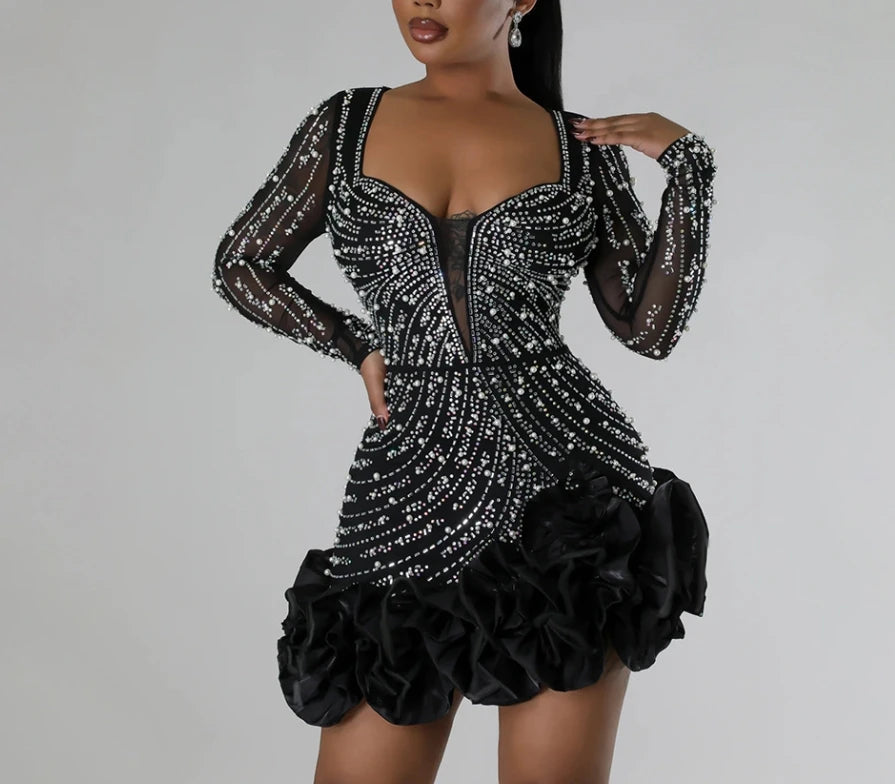 Radiance Royale Rhinestone Mini Dress – Night Luxe Edition