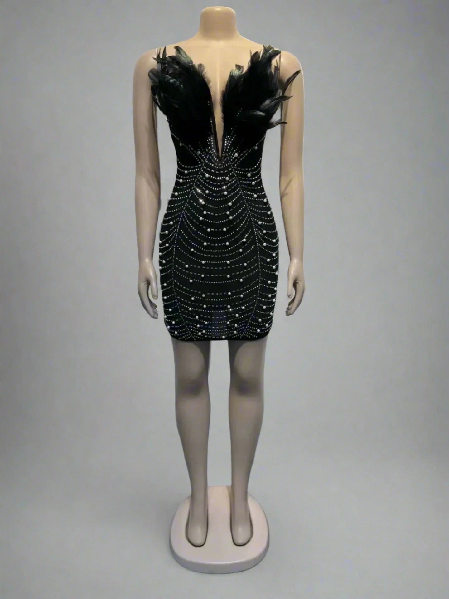 Glitz n’ Glam FeatherFrost Midi - The Starlit Silhouette Dress