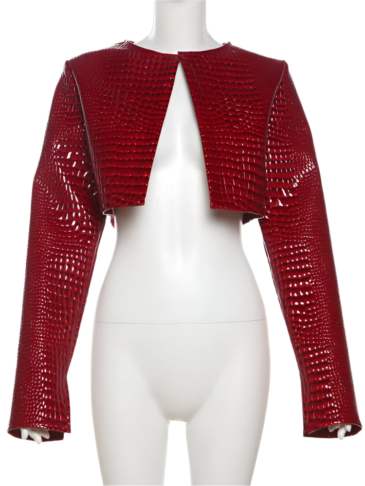 Viper Vogue Crop: Elite Faux Leather Jacket