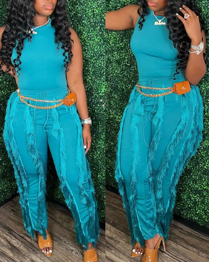 Tassel Temptations: The Riviera Chic Romper Ensemble