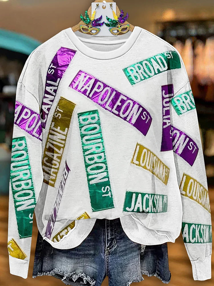 Bourbon Bling Sweatshirt: Mardi Gras Edition 🎭