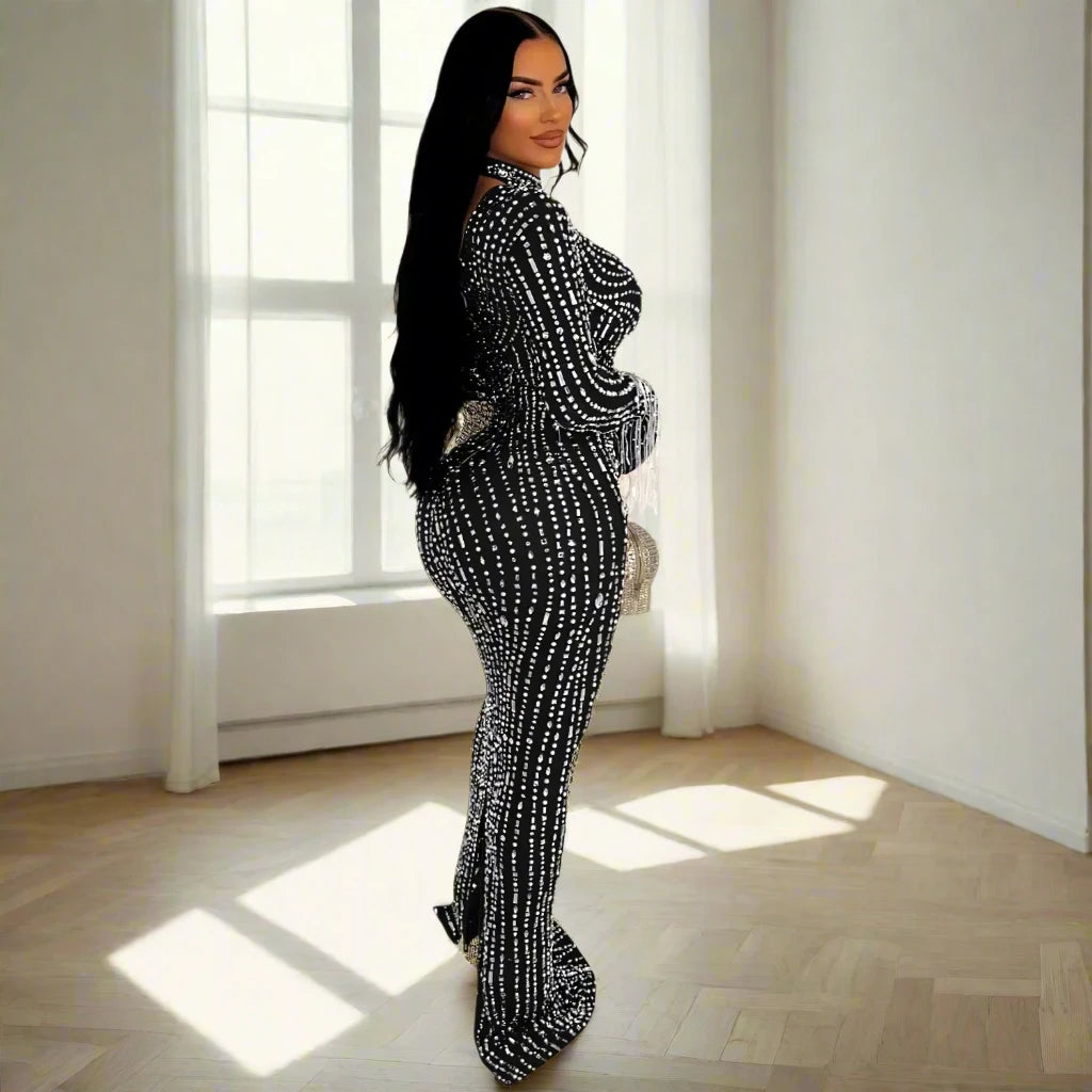 Starglitz Maxi: The Mesmerizing Diamond Dazzle Dress
