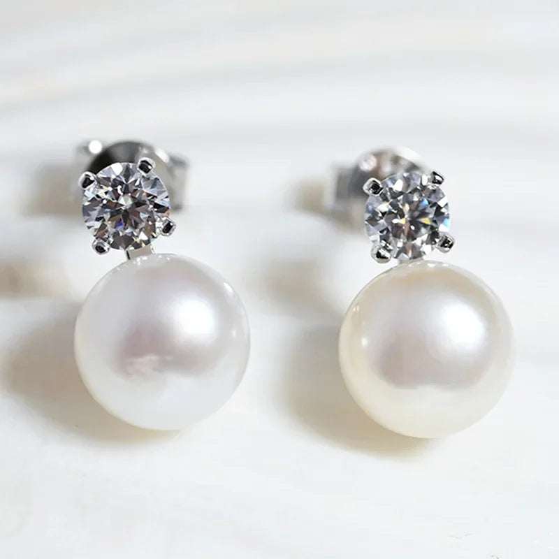Lustrous Luna MoissaniPearl Studs