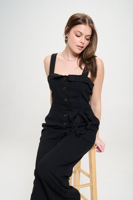 Boundless Empress Plus Jumpsuit | Linen-Blend Elegance