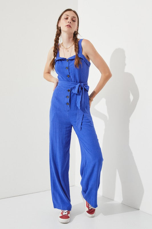 Boundless Empress Plus Jumpsuit | Linen-Blend Elegance