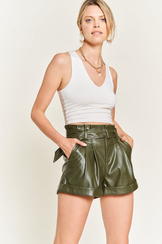 Power Play Faux Leather Shorts