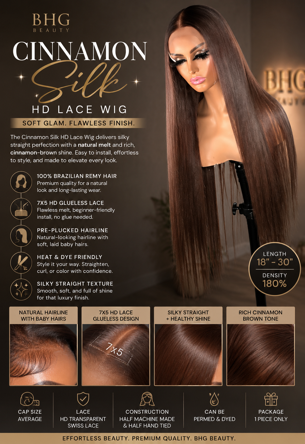 Cinnamon Silk HD Lace Wig