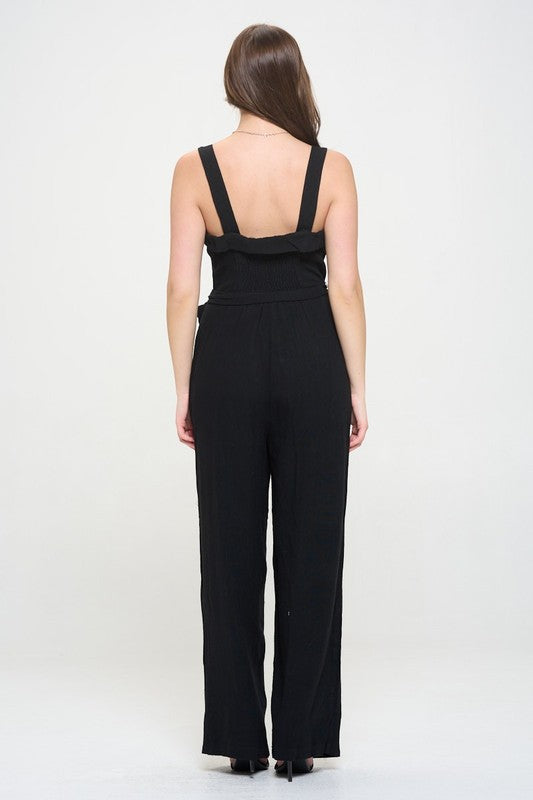 Boundless Empress Plus Jumpsuit | Linen-Blend Elegance