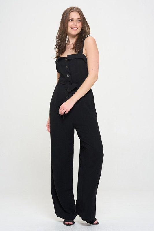 Boundless Empress Plus Jumpsuit | Linen-Blend Elegance