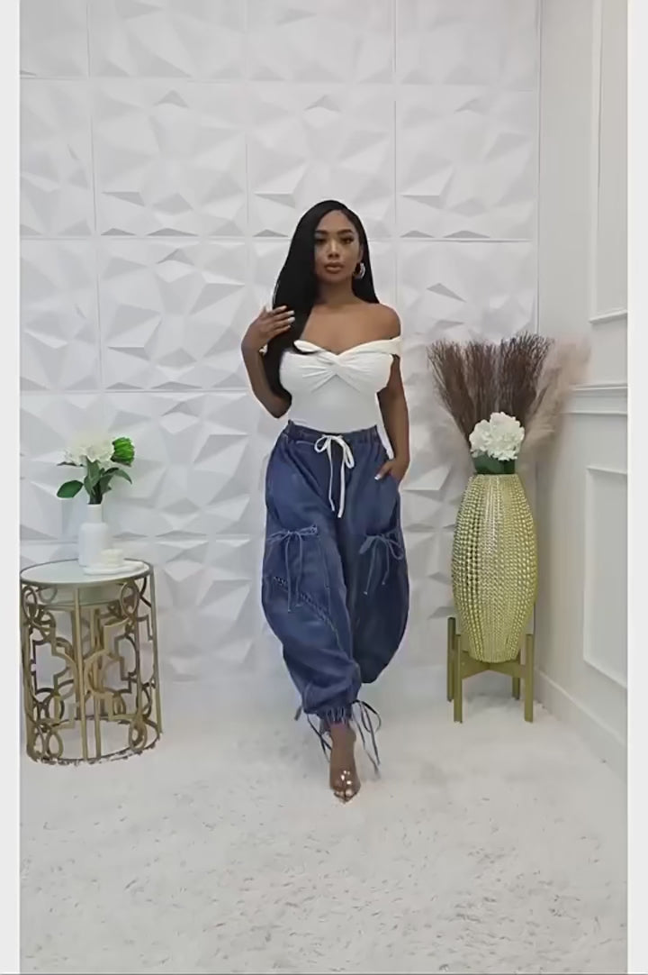 Skyline Lace-Up Luxe Cargo Jeans