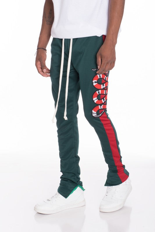 Serpentine Stride: Men's Python-Emblem Elite Track Pants