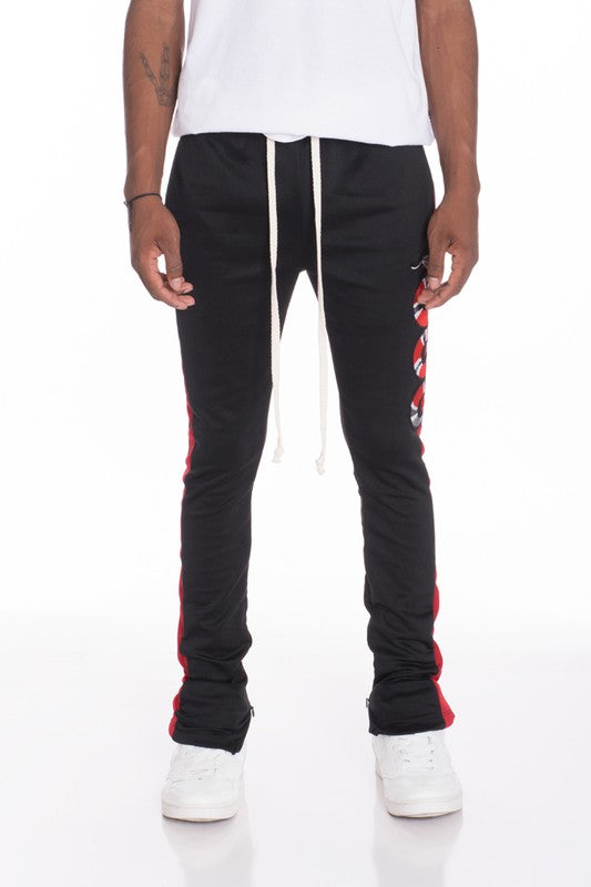 Serpentine Stride: Men's Python-Emblem Elite Track Pants