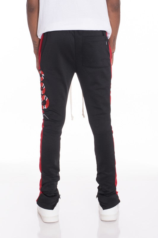 Serpentine Stride: Men's Python-Emblem Elite Track Pants