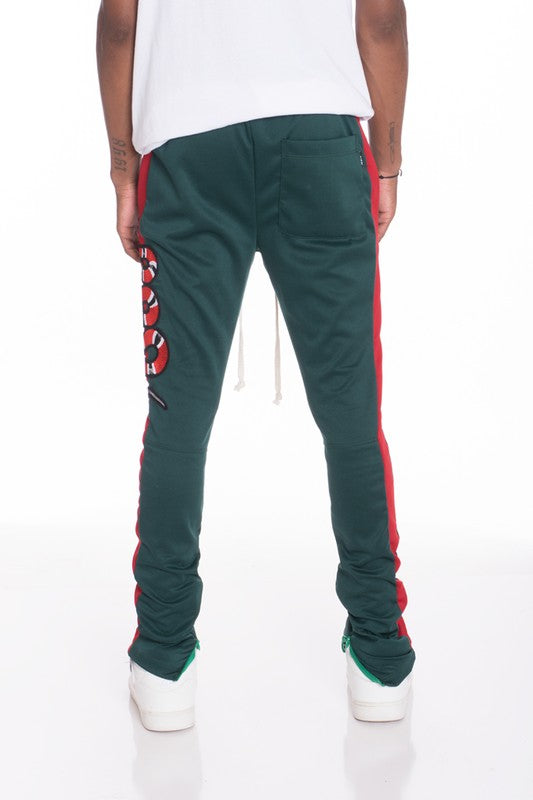 Serpentine Stride: Men's Python-Emblem Elite Track Pants
